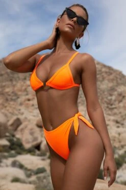 Thong Bikini Bottoms In Neon Orange -Modern Beach Bikini 1882 10 neon orange bikini cause a heatwave clasp 1