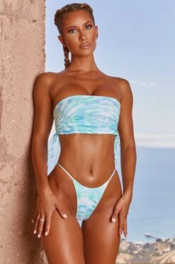 Bandeau Bikini Top In Blue Tie Dye -Modern Beach Bikini 3309 2 lets get salty tie dye blue bandeau strapless ruched sides high rise thong bikini set 1 34faa204 9f02 416c b607 904fa23d3552
