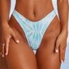 Brazilian Bikini Bottoms In Blue Tie Dye -Modern Beach Bikini 3413 3 summer staple tie dye blue brazillian high waisted bikini bottoms