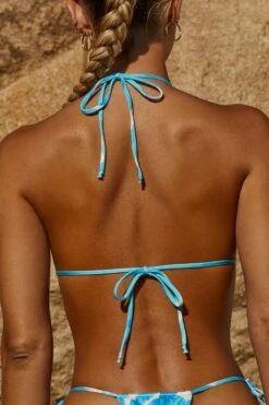 Triangle Bikini Top In Blue Print -Modern Beach Bikini NS0155 NS0156 8 Blue Print Strappy Tanning Bikini Setcopy