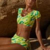 Booty Swim Shorts In Green Print -Modern Beach Bikini NS0163 NS0161 13 Green Print Cap Sleeve Top Booty Shorts a3a43ccc d9f3 4a56 bc2e 4115da71959a
