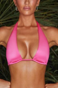 Plunge Micro Bikini Top In Pink -Modern Beach Bikini NS0172 NS0173 6 Malosi Pink High Waisted Bikini Bottoms Mele Plunge Micro Bikini Topcopy2 1