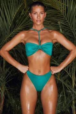High Waisted Brazilian Bikini Bottoms In Teal 15 High Waisted Brazilian Bikini Bottoms In Teal -Modern Beach Bikini NS0172 NS0180 4 Malosi Teal High Waisted Bottoms Laki Bandeau CF Strap Top 1
