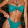 High Waisted Brazilian Bikini Bottoms In Teal -Modern Beach Bikini NS0172 NS0180 5 Malosi Teal High Waisted Bottoms Laki Bandeau CF Strap Top 1