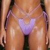 Side Tie Thong Bikini Bottoms In Lilac -Modern Beach Bikini NS0177 NS0178 7 Teuila Lilac Underwire Ruched Bikini Top Side Tie Bikini Bottomscopy