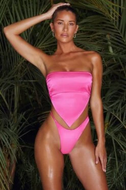 Handkerchief Bikini Top In Pink -Modern Beach Bikini NS0179 1 Pink Handkerchief Bikini Top