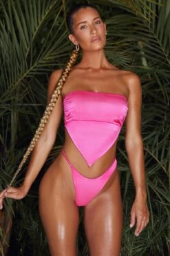 Handkerchief Bikini Top In Pink -Modern Beach Bikini NS0179 4 Pink Handkerchief Bikini Top