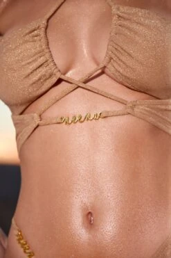 Cross Strap Bikini Top In Gold -Modern Beach Bikini NS0196 NS0186 7 Yazhi Gold Cross Strap Top Asymmetric Bikini Bottoms 73a1fbf8 1f41 4bf8 a240 9722fdc159b3