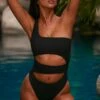 Cut Out Cheeky One Piece In Black 2 Cut Out Cheeky One Piece In Black -Modern Beach Bikini NS0313 4 Black Cut Out One Piece Cheeky Bottom