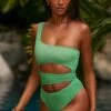 Cut Out Cheeky One Piece In Seafoam Green 2 Cut Out Cheeky One Piece In Seafoam Green -Modern Beach Bikini NS0313 5 Seafoam Green Cut Out One Piece Cheeky Bottom