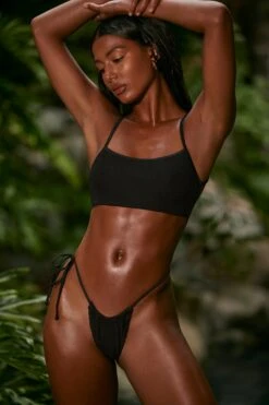 Strappy Scoop Bikini Top In Black -Modern Beach Bikini NS0314 4 Black Strappy Bikini Top