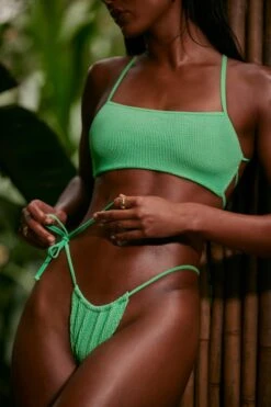 Strappy Scoop Bikini Top In Seafoam Green -Modern Beach Bikini NS0314 6 Seafoam Green Strappy Bikini Top