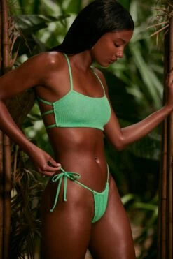 Strappy Scoop Bikini Top In Seafoam Green -Modern Beach Bikini NS0314 7 Seafoam Green Strappy Bikini Top