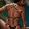 Strappy Scoop Bikini Top In Black 2 Strappy Scoop Bikini Top In Black -Modern Beach Bikini NS0314 9 Black Strappy Bikini Top