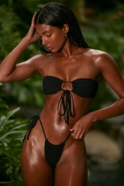 Multi-wear Drawstring Bikini Top In Black 14 Multi-wear Drawstring Bikini Top In Black -Modern Beach Bikini NS0320 4 Black Drawstring Bikini Top Multiwear