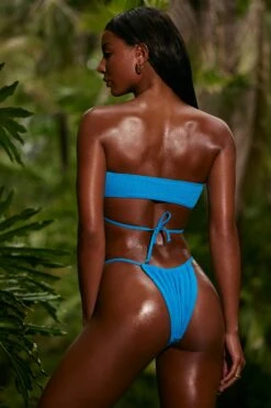 Modern Beach Bikini -Modern Beach Bikini NS0320 6 Neon Blue Drawstring Bikini Top Multiwear