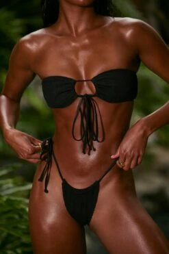 Multi-wear Drawstring Bikini Top In Black 13 Multi-wear Drawstring Bikini Top In Black -Modern Beach Bikini NS0320 8 Black Drawstring Bikini Top Multiwear