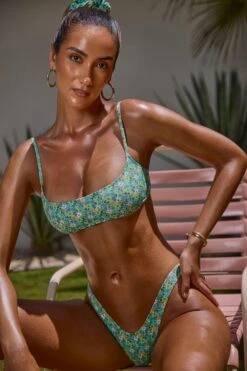 Micro Low Dipped Cheeky Bottom In Turquoise Floral Print 23 Micro Low Dipped Cheeky Bottom In Turquoise Floral Print -Modern Beach Bikini NS0324 NS0325 12 Turquoise Floral Print Micro Scoop Bandeau Top Micro Low Dipped Cheeky Bottom