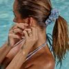 Scrunchie In Blue Floral Print 1 Scrunchie In Blue Floral Print -Modern Beach Bikini NS0373 3 Blue Floral Print Scrunchie