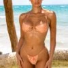 Cut Out Underbust Bikini Top In Light Orange -Modern Beach Bikini gg0009 2 island hideout tan strappy tie front tanning bikini top thong set