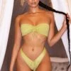Bandeau Bikini Top In Green -Modern Beach Bikini gg0010 1 warm it up green ruche tie front bandeau bikini top bottoms set