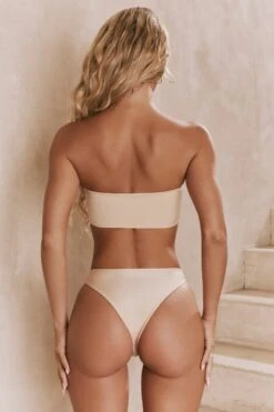 Warm It Up Bandeau Bikini Top In Sand 12 Warm It Up Bandeau Bikini Top In Sand -Modern Beach Bikini gg0010 7 warm it up sand ruche tie front bande bottoms set 1