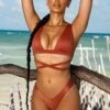 Tranquility Bikini Bottoms In Rust -Modern Beach Bikini gg0015 1 tranquility brown cross tie bust flattering slinky bikini set