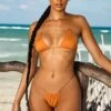 Warmth Ring Detail Thong Bikini Bottoms In Orange 1 Warmth Ring Detail Thong Bikini Bottoms In Orange -Modern Beach Bikini gg0018 2 warmth caramel metal ring detailing strappy bikini top thong set 1