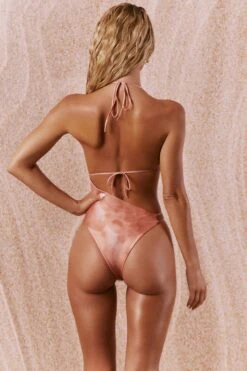 Halter Neck Cut Out Brazilian Swimsuit In Rust 12 Halter Neck Cut Out Brazilian Swimsuit In Rust -Modern Beach Bikini ns0004 7 chaya rust asymmetric acid wash cut out one piece swimsuit