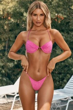Kannitha Underwired Cross Back Bikini Top In Pink 17 Kannitha Underwired Cross Back Bikini Top In Pink -Modern Beach Bikini ns0008 3 kannitha pink strappy teddy bikini set 1