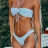 High Waisted Bikini Bottoms In Blue 2 High Waisted Bikini Bottoms In Blue -Modern Beach Bikini ns0014 5 boupha blue textured ruched tie detail bikini set 1 1