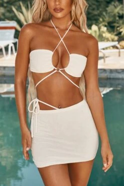 Asymmetric Cover Up Mini Skirt In Ivory 14 Asymmetric Cover Up Mini Skirt In Ivory -Modern Beach Bikini ns0018 5 sokhanya ivory asymetric tie detail mini skirt 1
