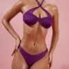 Give Me Fever V Shaped Bikini Bottoms In Purple 2 Give Me Fever V Shaped Bikini Bottoms In Purple -Modern Beach Bikini ns0042 2 purple twist front halter ruched bikini set 1 1