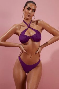 Give Me Fever V Shaped Bikini Bottoms In Purple 18 Give Me Fever V Shaped Bikini Bottoms In Purple -Modern Beach Bikini ns0042 7 purple twist front halter ruched bikini set 1