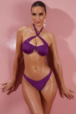 Give Me Fever V Shaped Bikini Bottoms In Purple 17 Give Me Fever V Shaped Bikini Bottoms In Purple -Modern Beach Bikini ns0042 9 purple twist front halter ruched bikini set 1