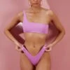 One Shoulder Bikini Top In Pink -Modern Beach Bikini ns0064 4 pink assymetrical strap bikini top swimwear set