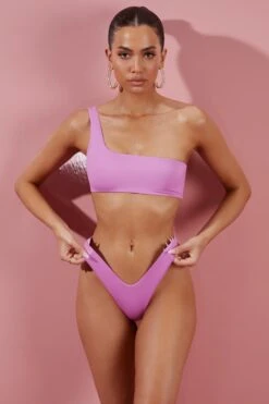 One Shoulder Bikini Top In Pink
