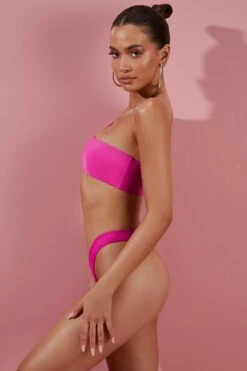 One Shoulder Bikini Top In Dark Pink -Modern Beach Bikini ns0064 6 dark pink assymetrical strap bikini top swimwear set 1