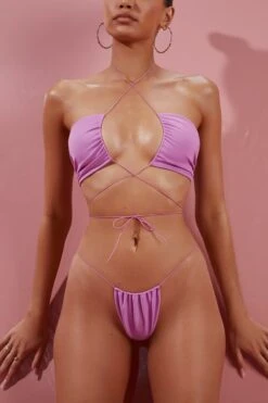 Cut Out Cross Bikini Top In Pink 13 Cut Out Cross Bikini Top In Pink -Modern Beach Bikini ns0065 2 in your dreams pink cross over ruched tanning bikini set 2